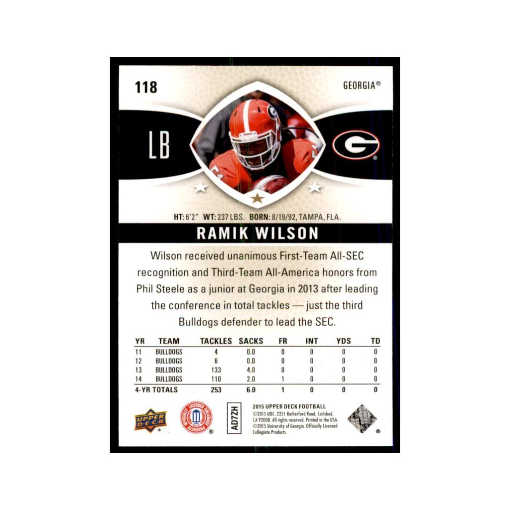 Ramik Wilson Rookie 2015 Upper Deck #118 Football Cards Football Card NM