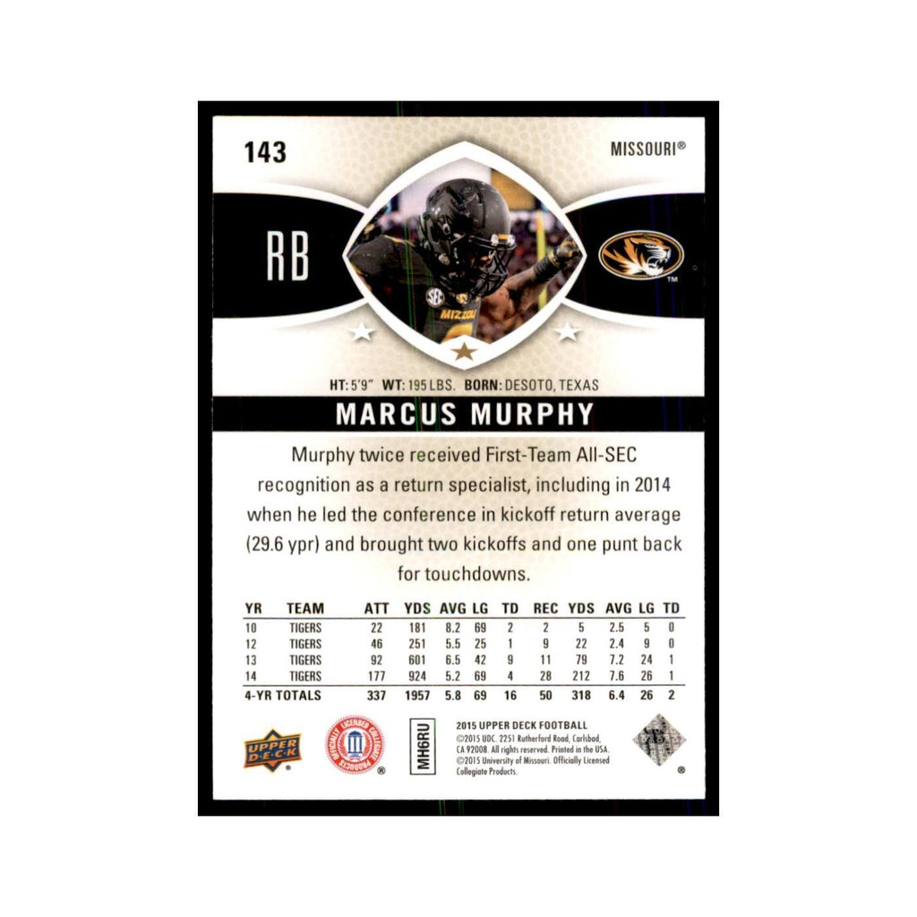 Marcus Murphy Rookie 2015 Upper Deck #143 Football Cards Football Card NM