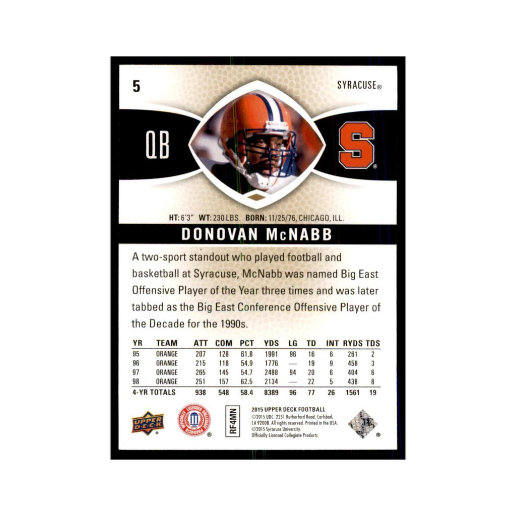 Donovan McNabb 2015 Upper Deck #5 Football Cards Football Card NM