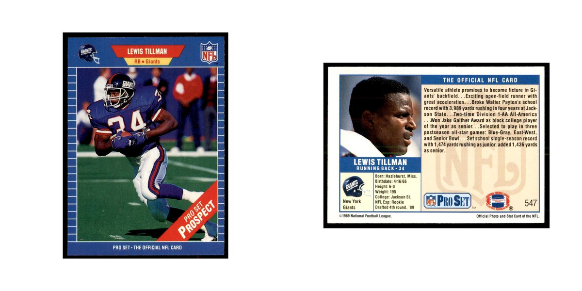 Lewis Tillman 1989 Pro Set #547 Football Cards Football Card NM
