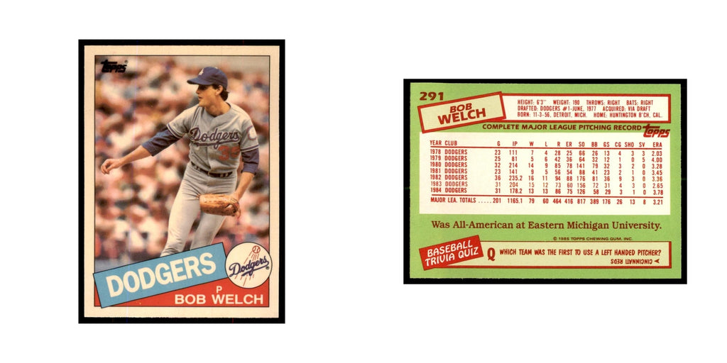 Bob Welch 1985 Topps Tiffany #291 Baseball Cards Baseball Card NM