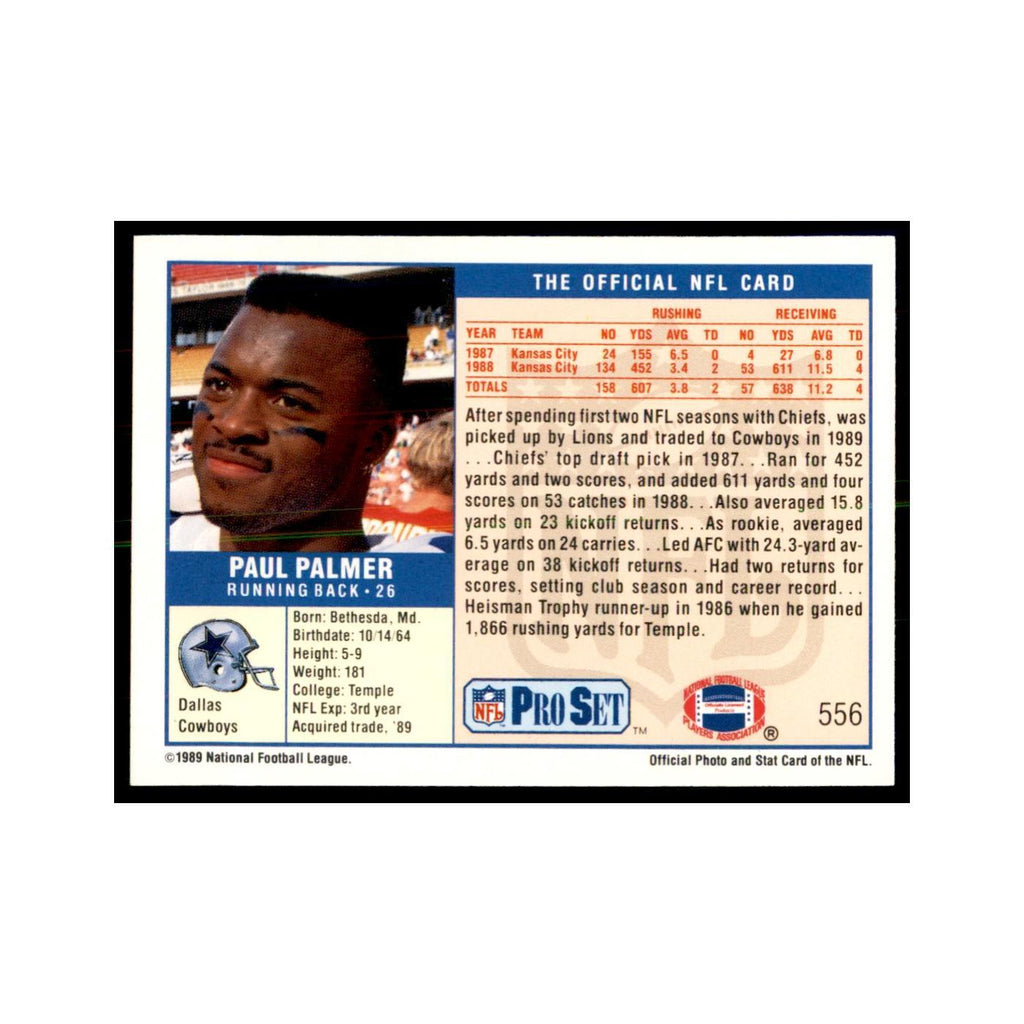 Paul Palmer 1989 Pro Set #556 Football Cards Football Card NM