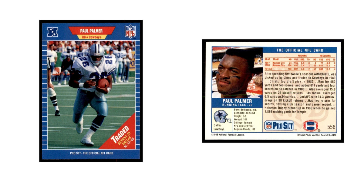 Paul Palmer 1989 Pro Set #556 Football Cards Football Card NM