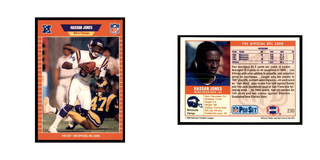 Hassan Jones 1989 Pro Set #230 Football Cards Football Card NM
