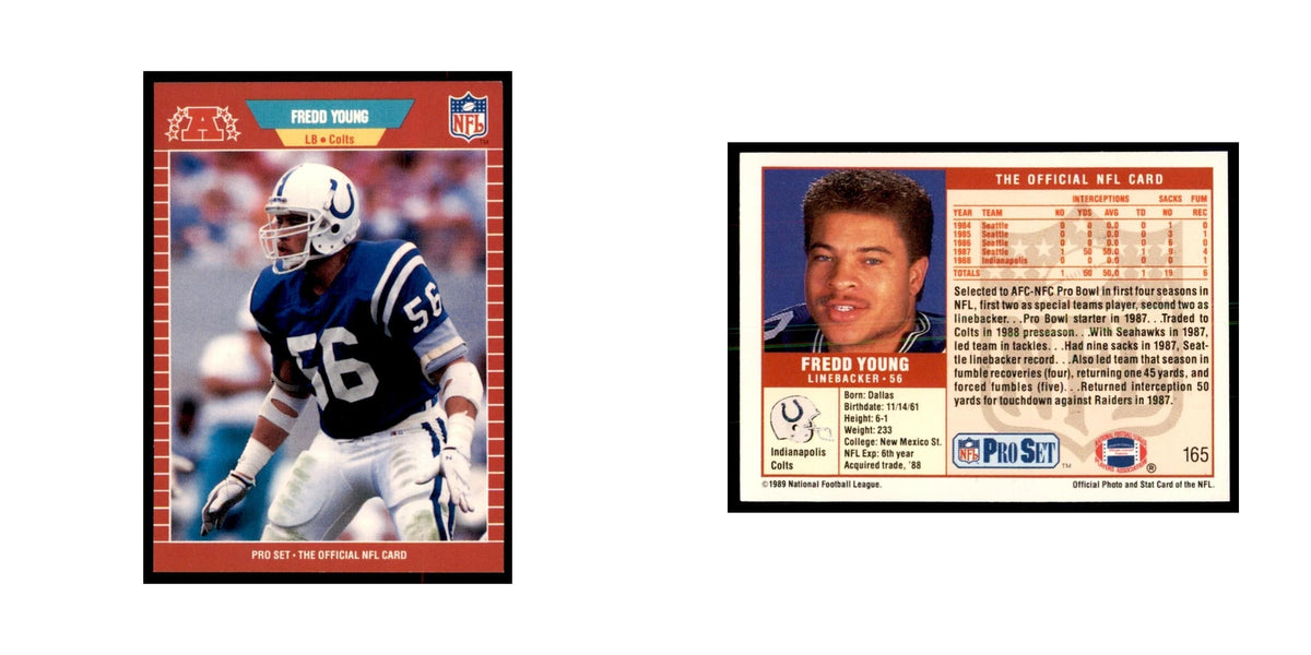 Fredd Young 1989 Pro Set #165 Football Cards Football Card NM