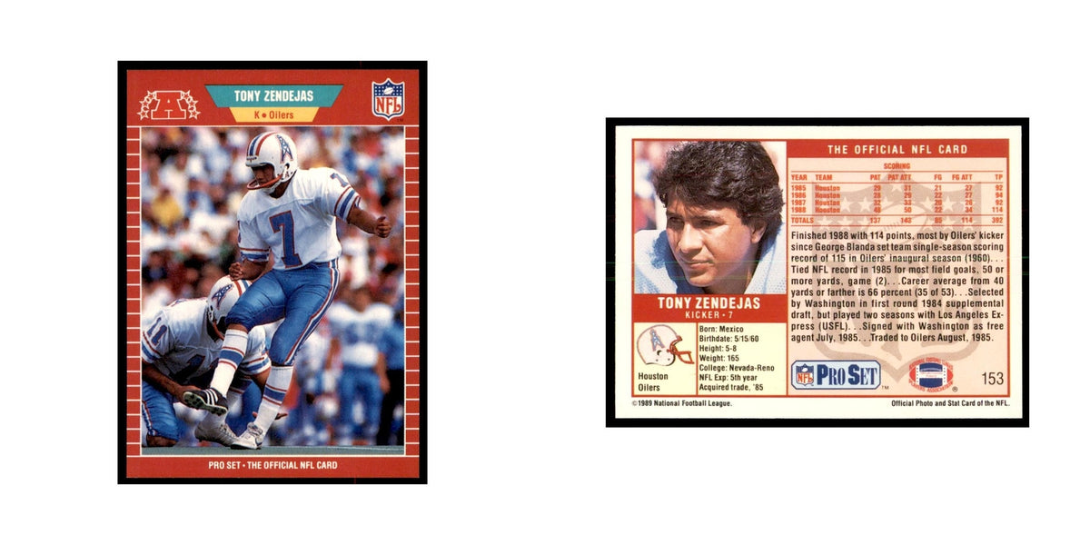 Tony Zendejas 1989 Pro Set #153 Football Cards Football Card NM