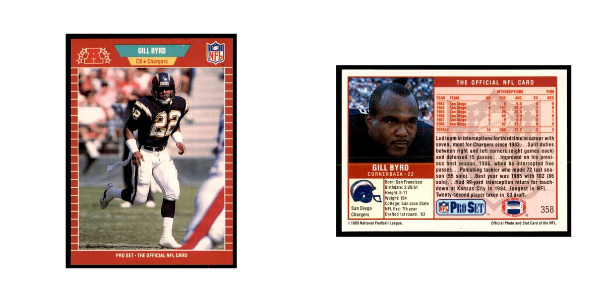 Gill Byrd 1989 Pro Set #358 Football Cards Football Card NM