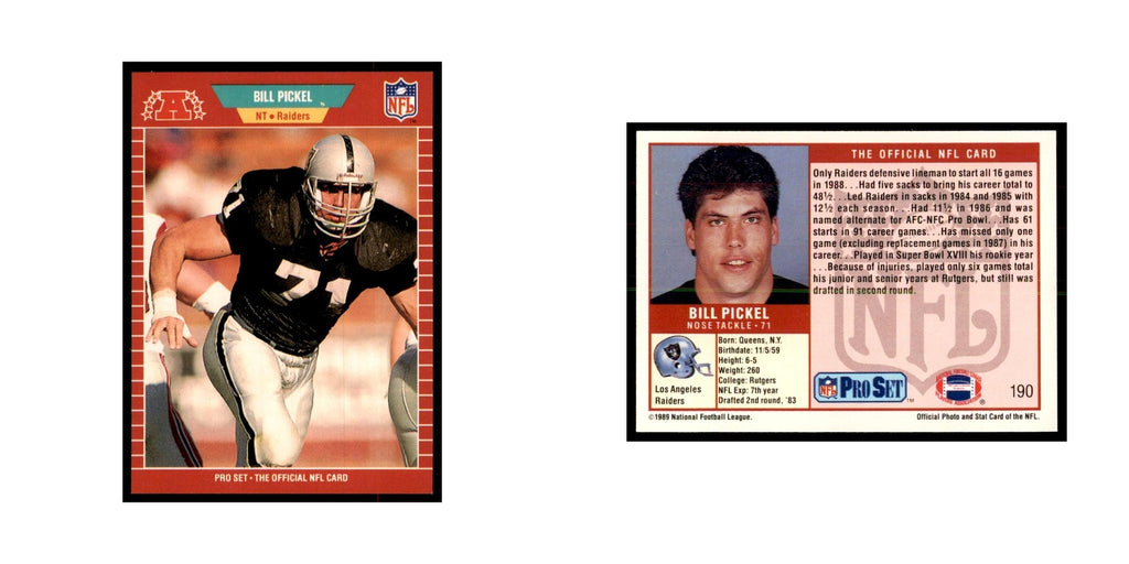 Bill Pickel 1989 Pro Set #190 Football Cards Football Card NM