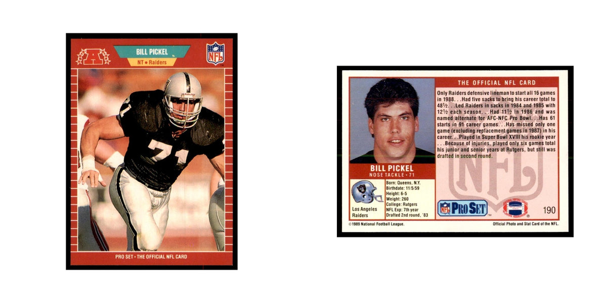 Bill Pickel 1989 Pro Set #190 Football Cards Football Card NM