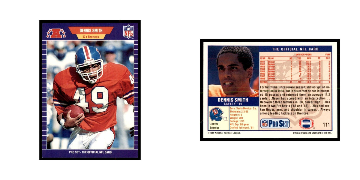 Dennis Smith 1989 Pro Set #111 Football Cards Football Card NM