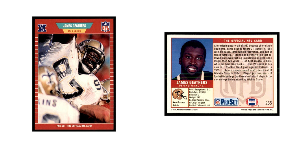 James Geathers 1989 Pro Set #265 Football Cards Football Card NM