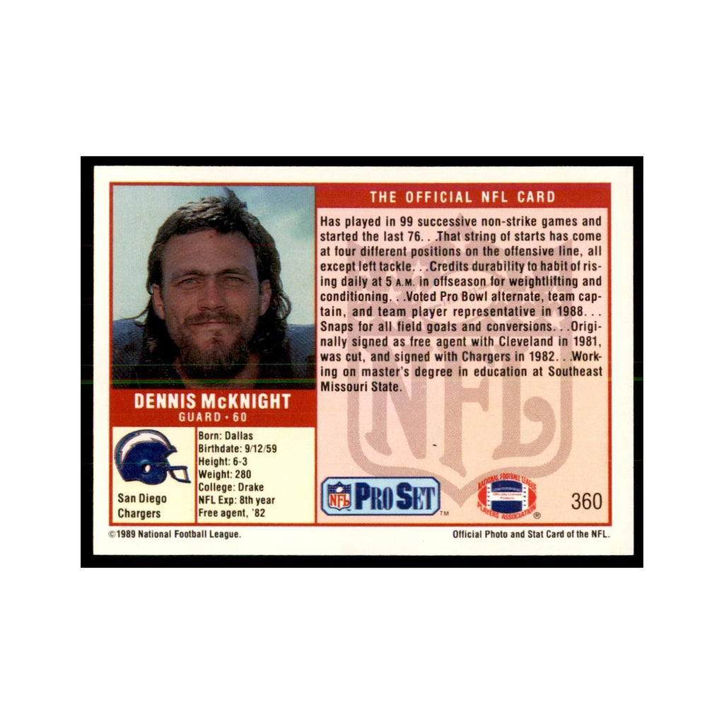 Dennis McKnight 1989 Pro Set #360 Football Cards Football Card NM