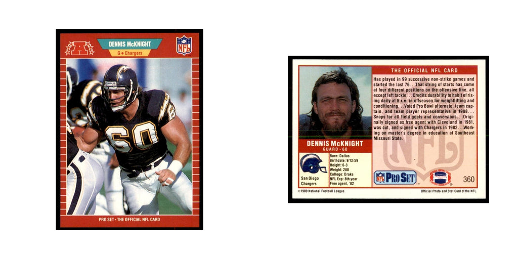 Dennis McKnight 1989 Pro Set #360 Football Cards Football Card NM