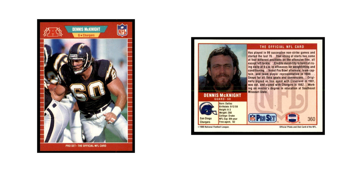 Dennis McKnight 1989 Pro Set #360 Football Cards Football Card NM