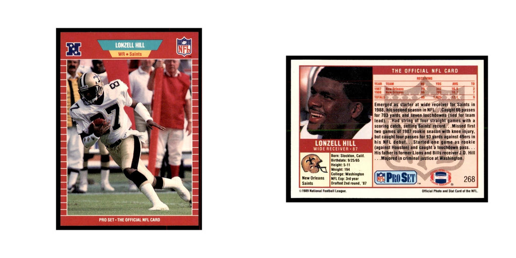 Lonzell Hill 1989 Pro Set #268 Football Cards Football Card NM