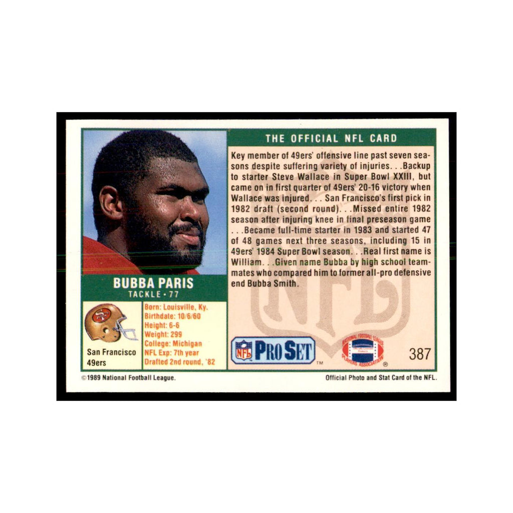 Bubba Paris 1989 Pro Set #387 Football Cards Football Card NM