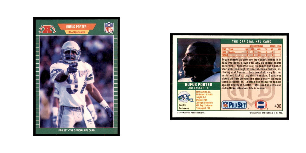 Rufus Porter 1989 Pro Set #400 Football Cards Football Card NM