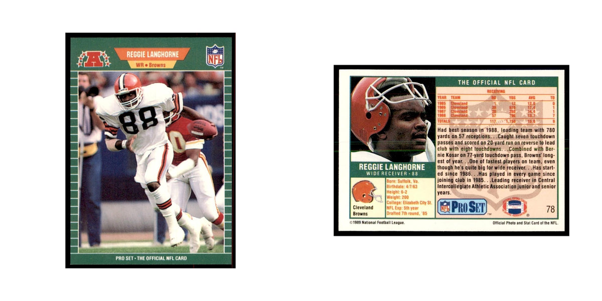 Reggie Langhorne 1989 Pro Set #78 Football Cards Football Card NM