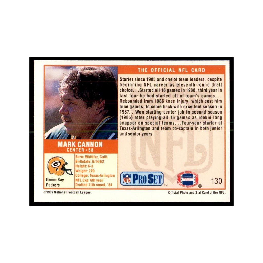 Mark Cannon 1989 Pro Set #130 Football Cards Football Card NM