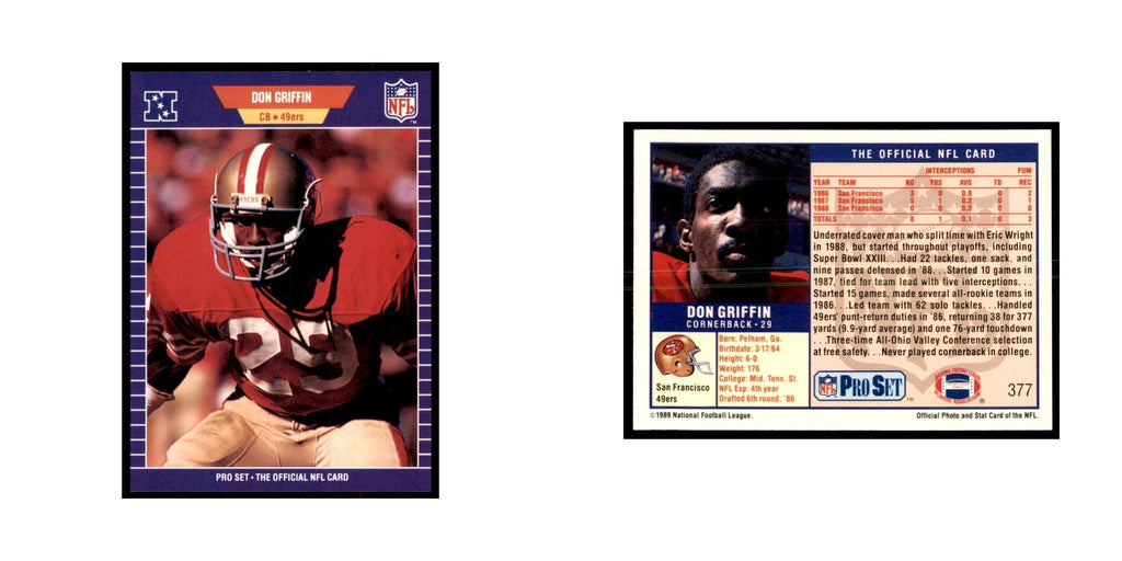 Don Griffin 1989 Pro Set #377 Football Cards Football Card NM