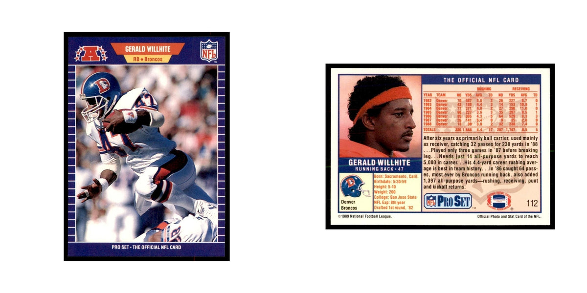 Gerald Willhite 1989 Pro Set #112 Football Cards Football Card NM