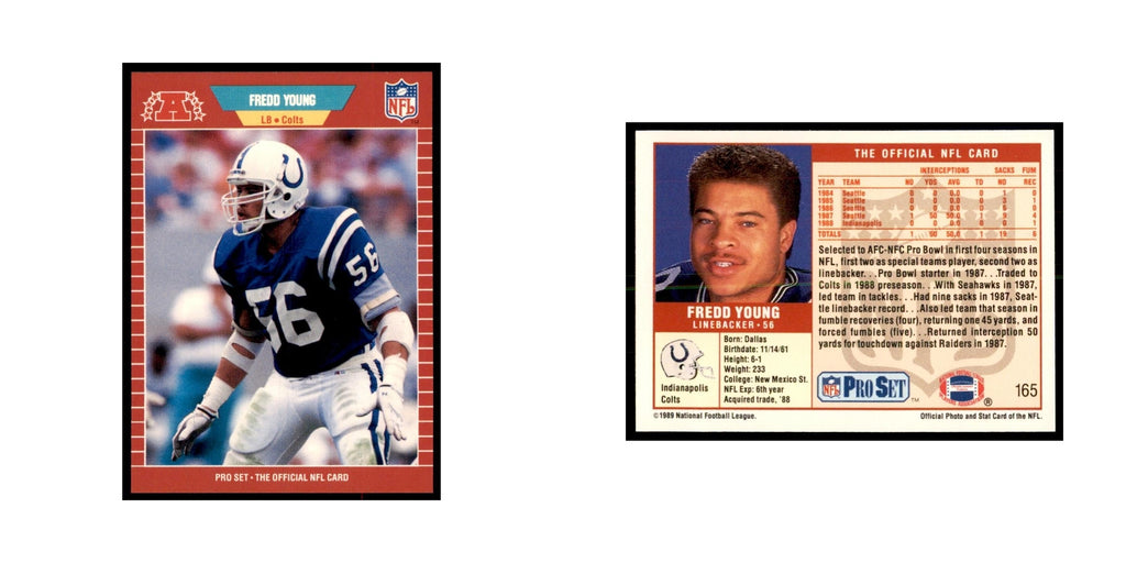 Fredd Young 1989 Pro Set #165 Football Cards Football Card NM