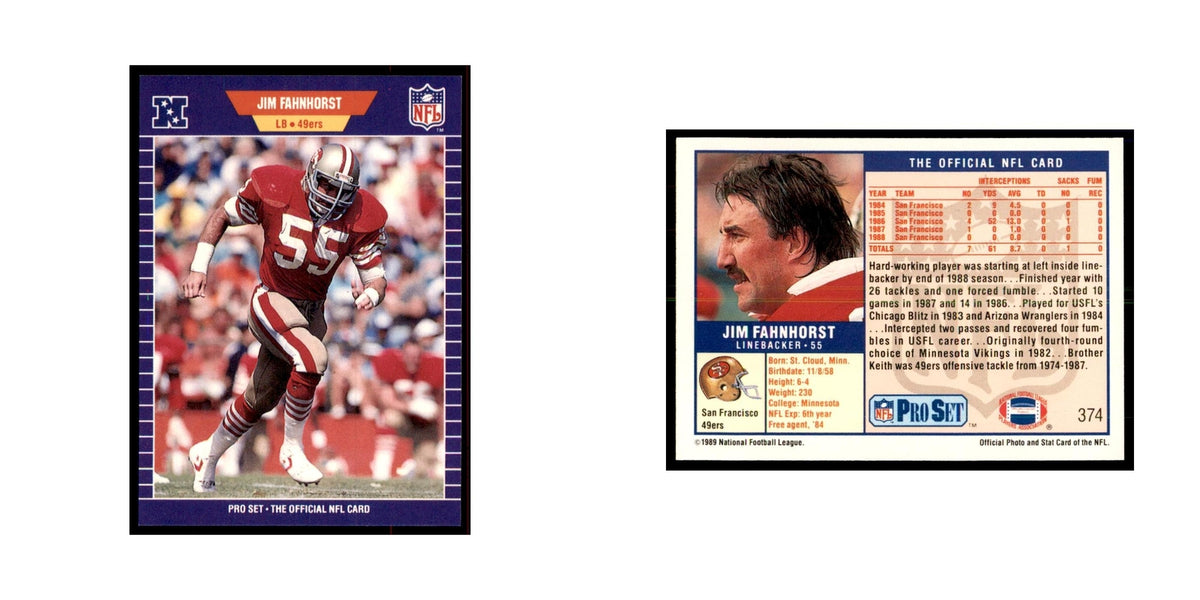 Jim Fahnhorst 1989 Pro Set #374 Football Cards Football Card NM