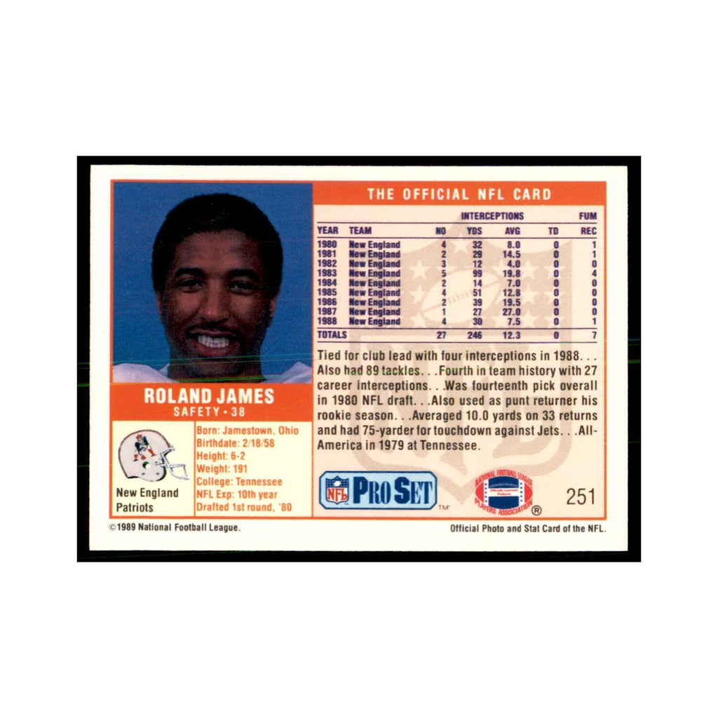 Roland James 1989 Pro Set #251 Football Cards Football Card NM