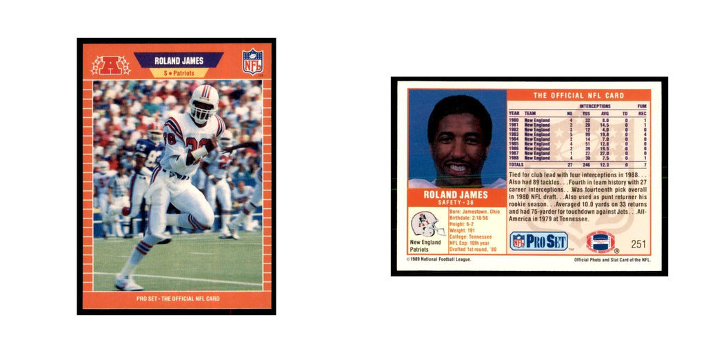 Roland James 1989 Pro Set #251 Football Cards Football Card NM