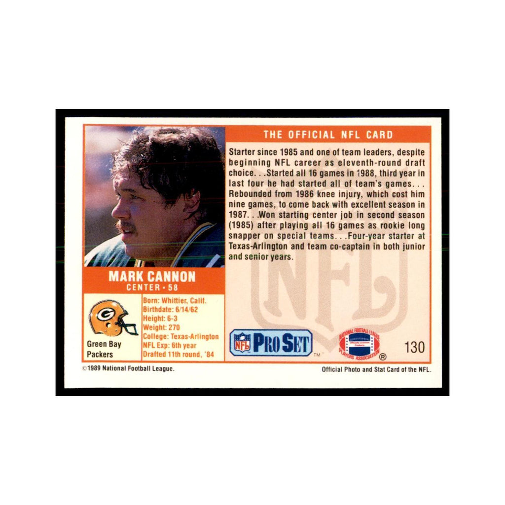 Mark Cannon 1989 Pro Set #130 Football Cards Football Card NM