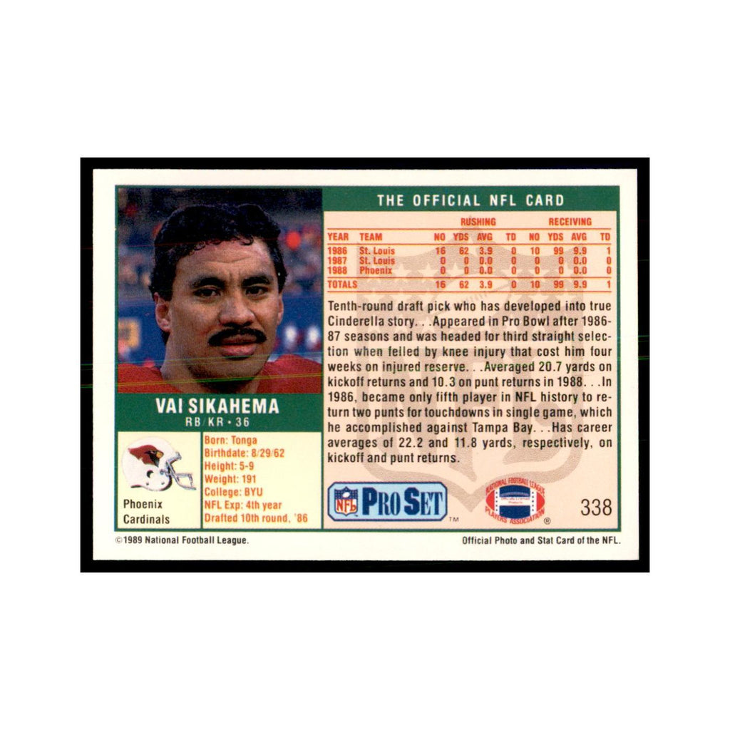 Vai Sikahema 1989 Pro Set #338 Football Cards Football Card NM
