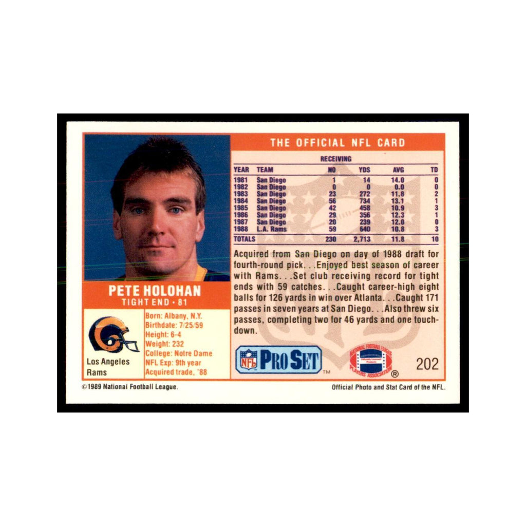 Pete Holohan 1989 Pro Set #202 Football Cards Football Card NM
