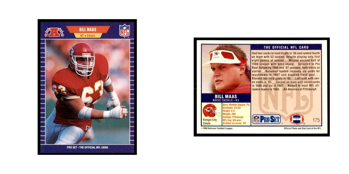 Bill Maas 1989 Pro Set #175 Football Cards Football Card NM
