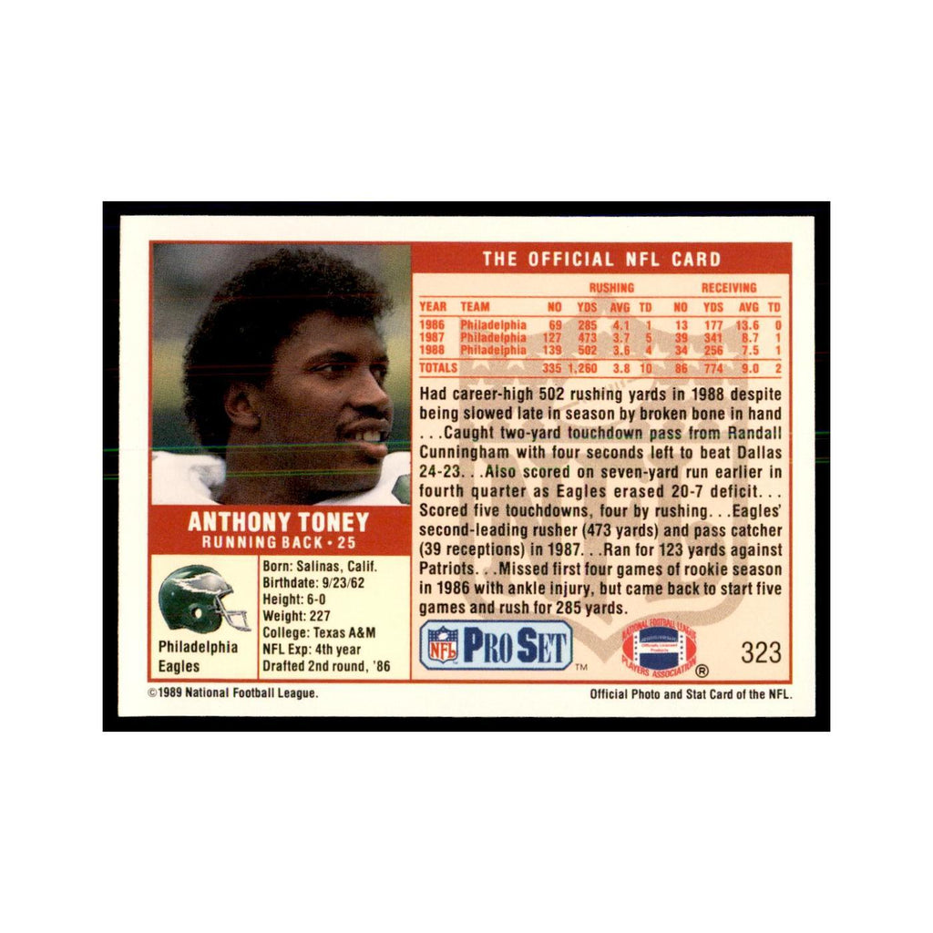 Anthony Toney 1989 Pro Set #323 Football Cards Football Card NM