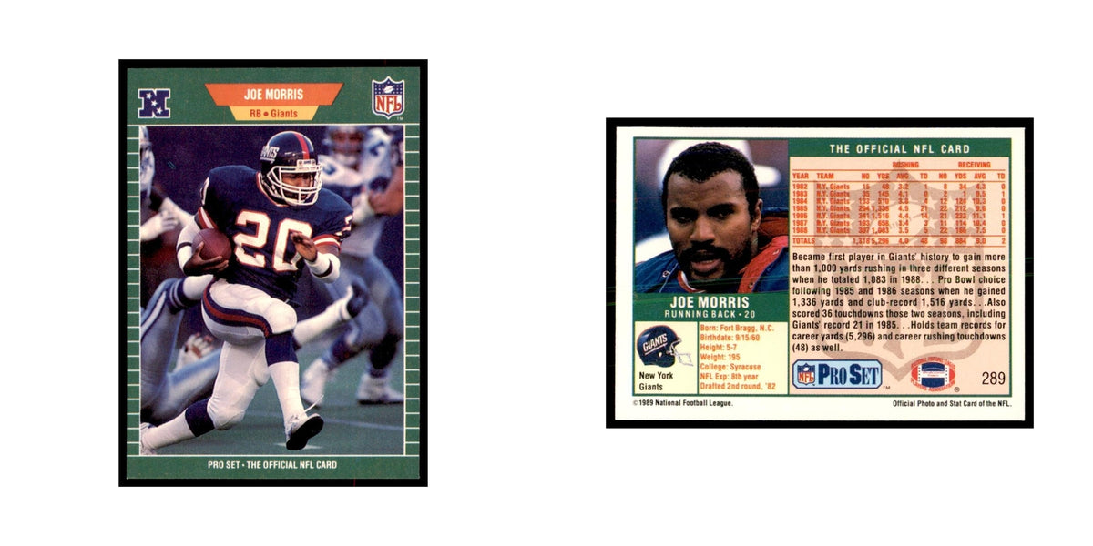 Joe Morris 1989 Pro Set #289 Football Cards Football Card NM