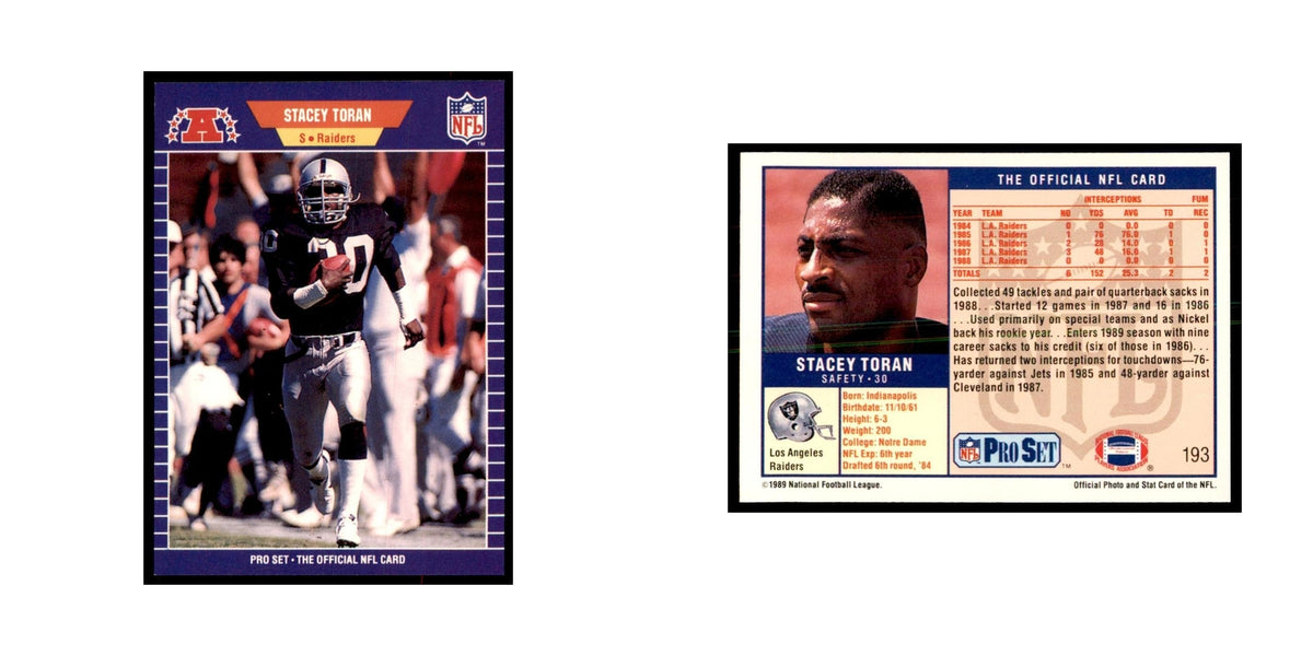 Stacey Toran 1989 Pro Set #193 Football Cards Football Card NM