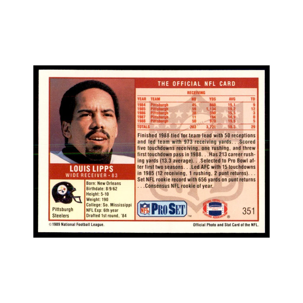 Louis Lipps 1989 Pro Set #351 Football Cards Football Card NM