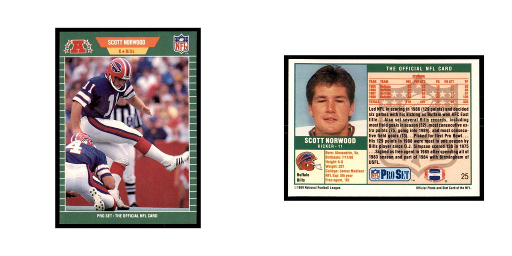 Scott Norwood 1989 Pro Set #25 Football Cards Football Card NM