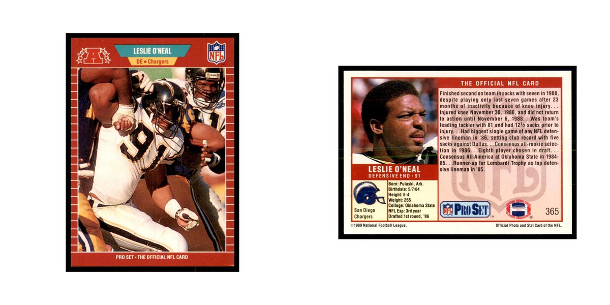 Leslie O'Neal 1989 Pro Set #365 Football Cards Football Card NM