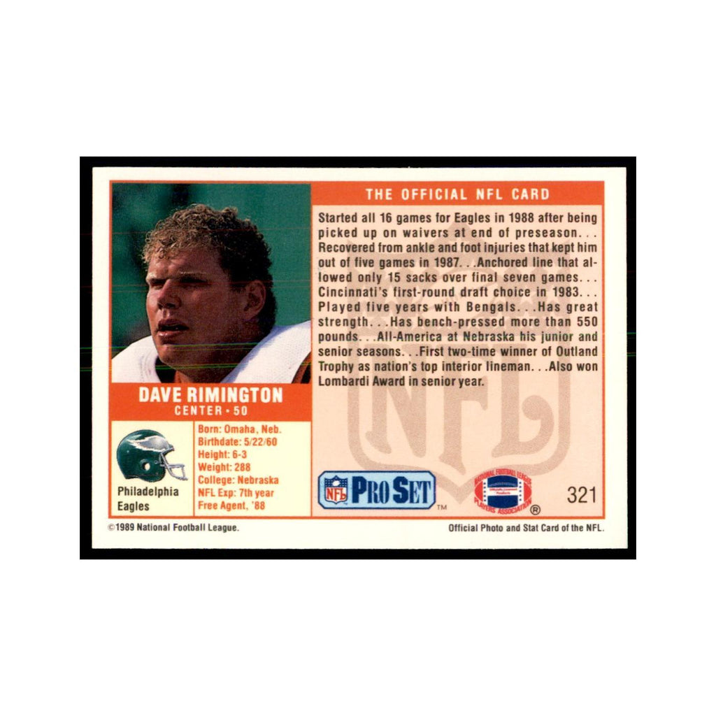 Dave Rimington 1989 Pro Set #321 Football Cards Football Card NM