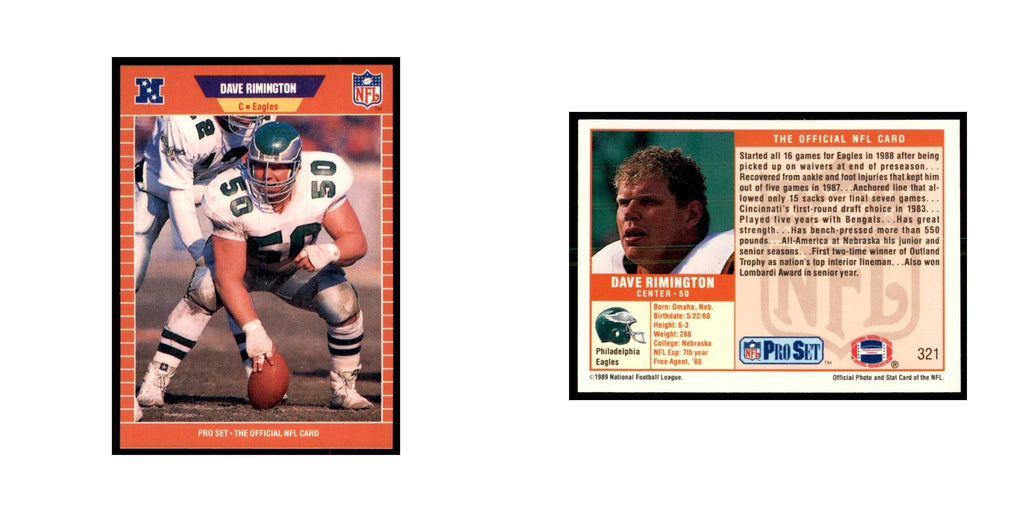 Dave Rimington 1989 Pro Set #321 Football Cards Football Card NM