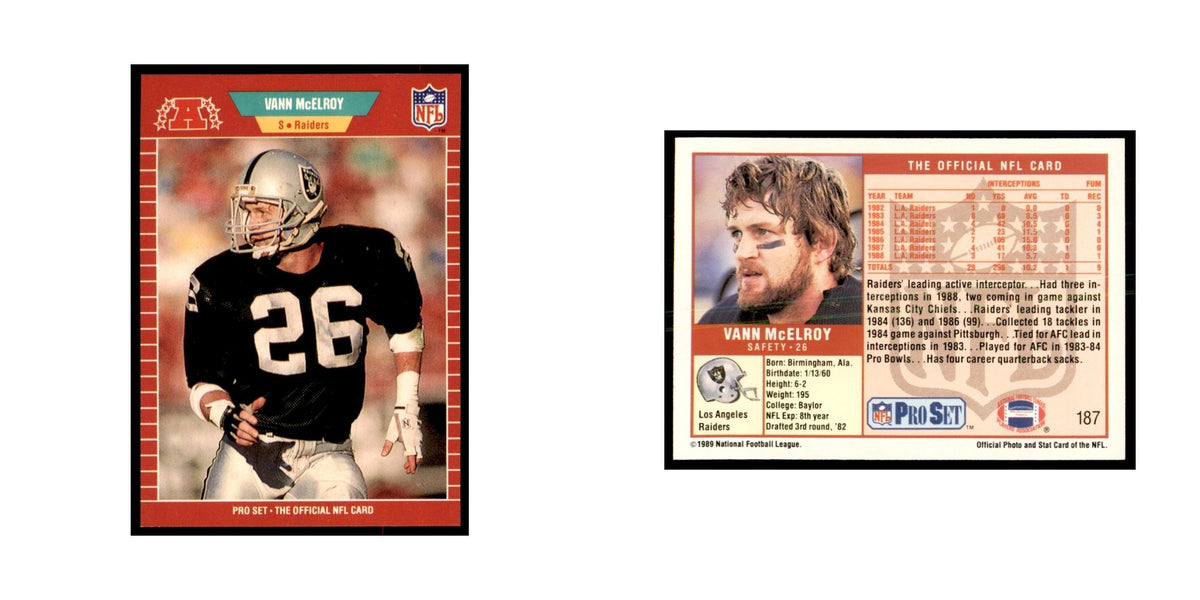 Vann McElroy 1989 Pro Set #187 Football Cards Football Card NM