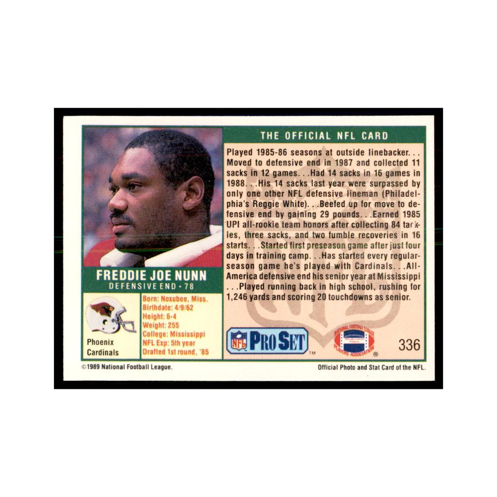 Freddie Joe Nunn 1989 Pro Set #336 Football Cards Football Card NM