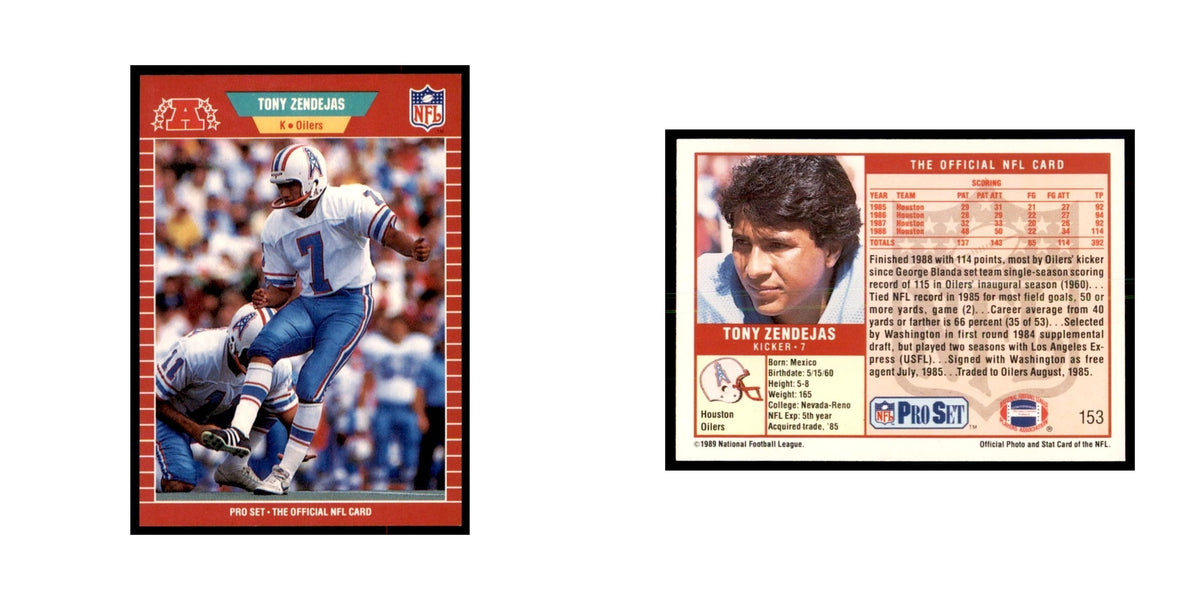 Tony Zendejas 1989 Pro Set #153 Football Cards Football Card NM