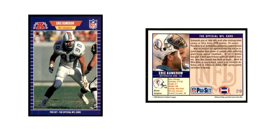 Eric Kumerow 1989 Pro Set #219 Football Cards Football Card NM