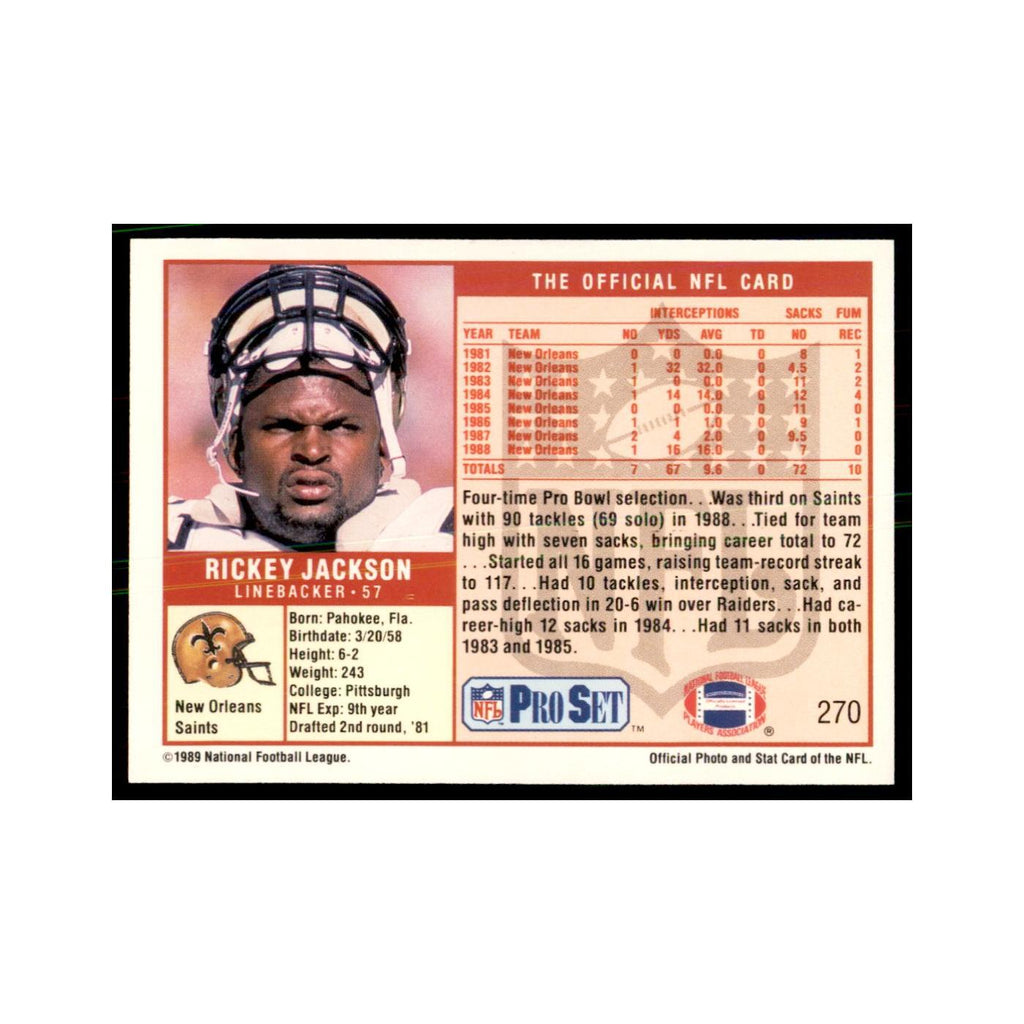 Rickey Jackson 1989 Pro Set #270 Football Cards Football Card NM