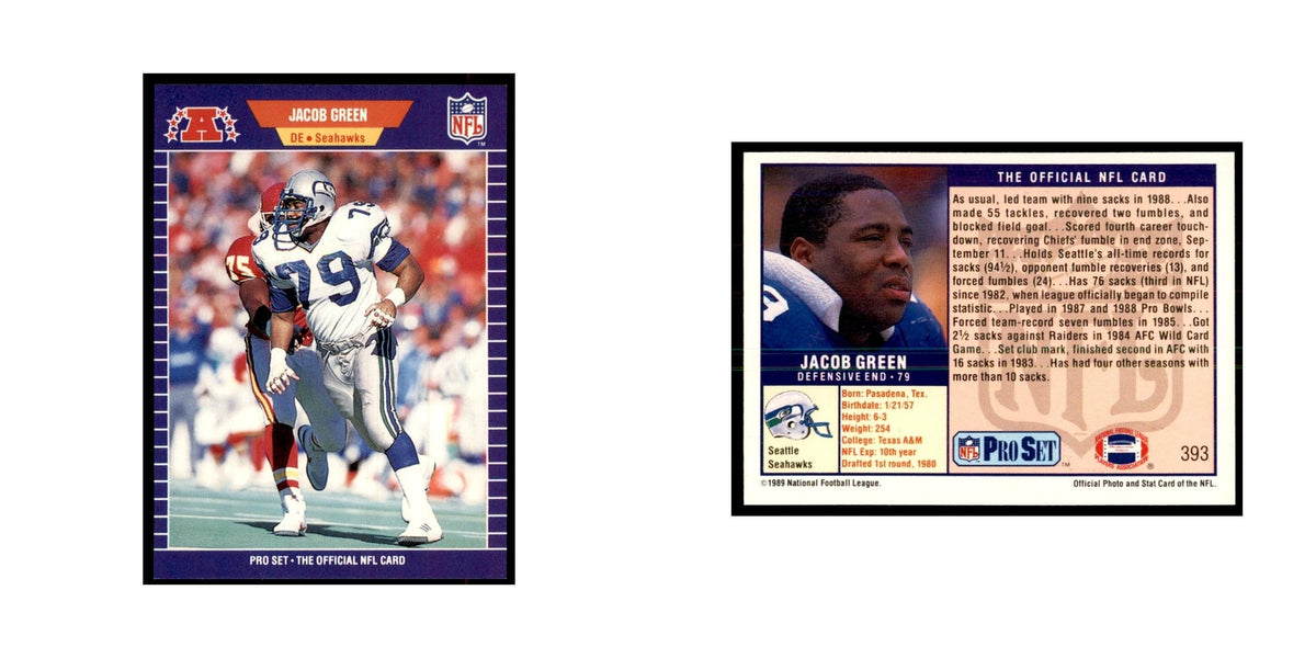 Jacob Green 1989 Pro Set #393 Football Cards Football Card NM