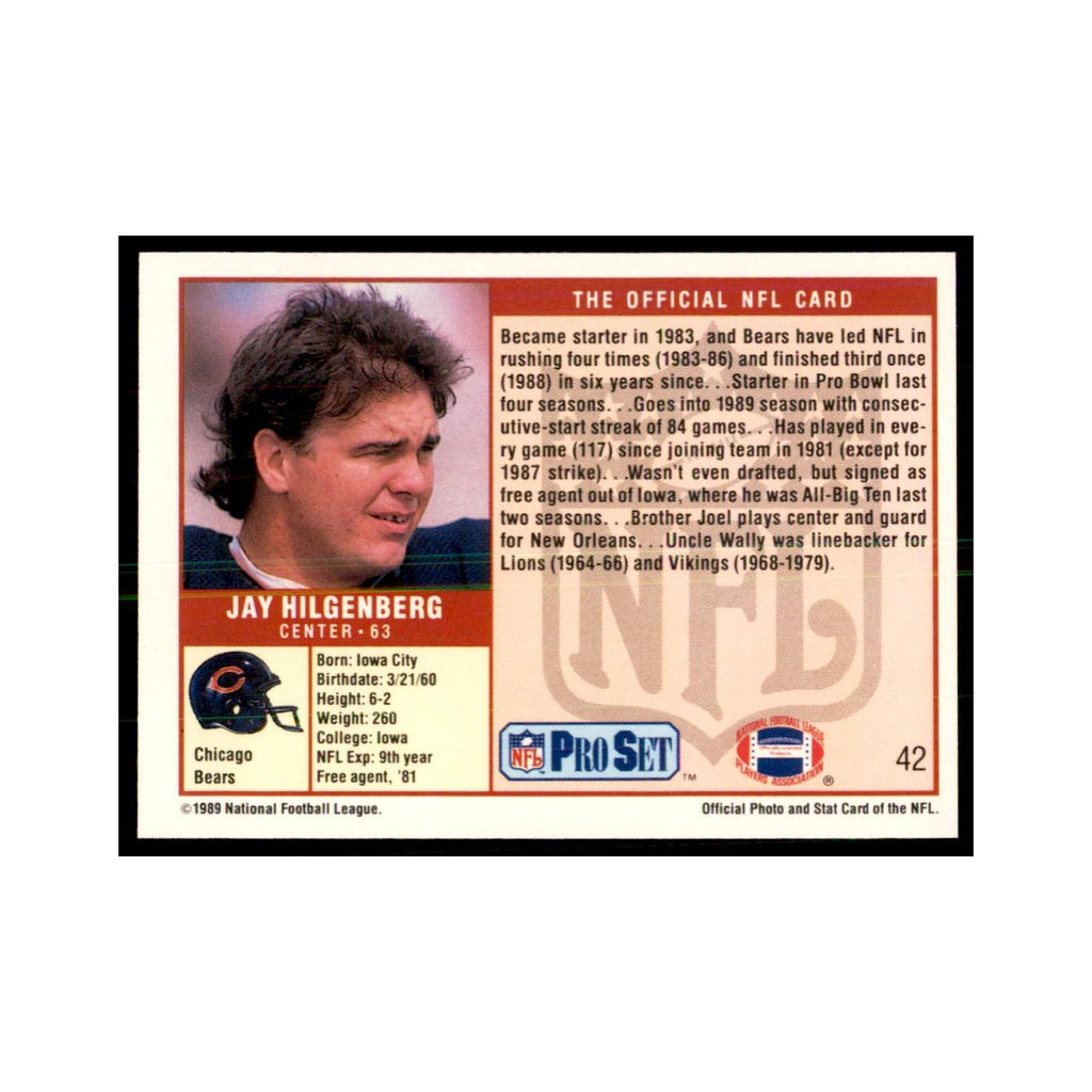 Jay Hilgenberg 1989 Pro Set #42 Football Cards Football Card NM