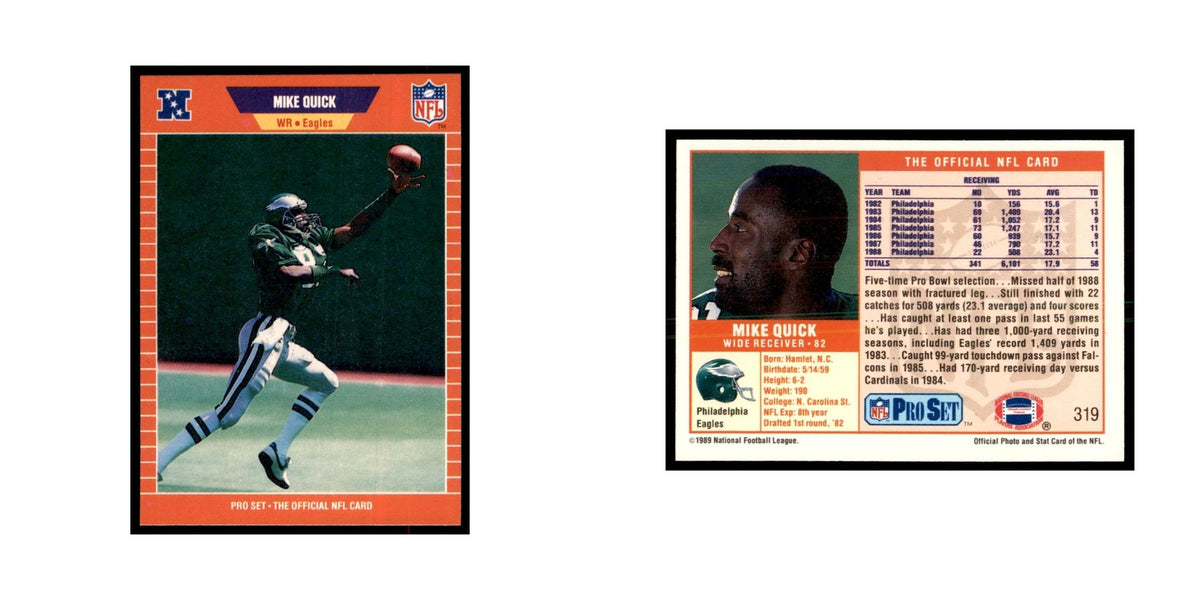Mike Quick 1989 Pro Set #319 Football Cards Football Card NM