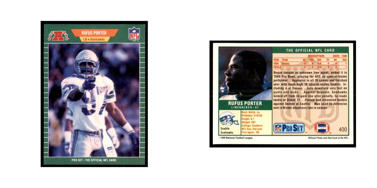 Rufus Porter 1989 Pro Set #400 Football Cards Football Card NM